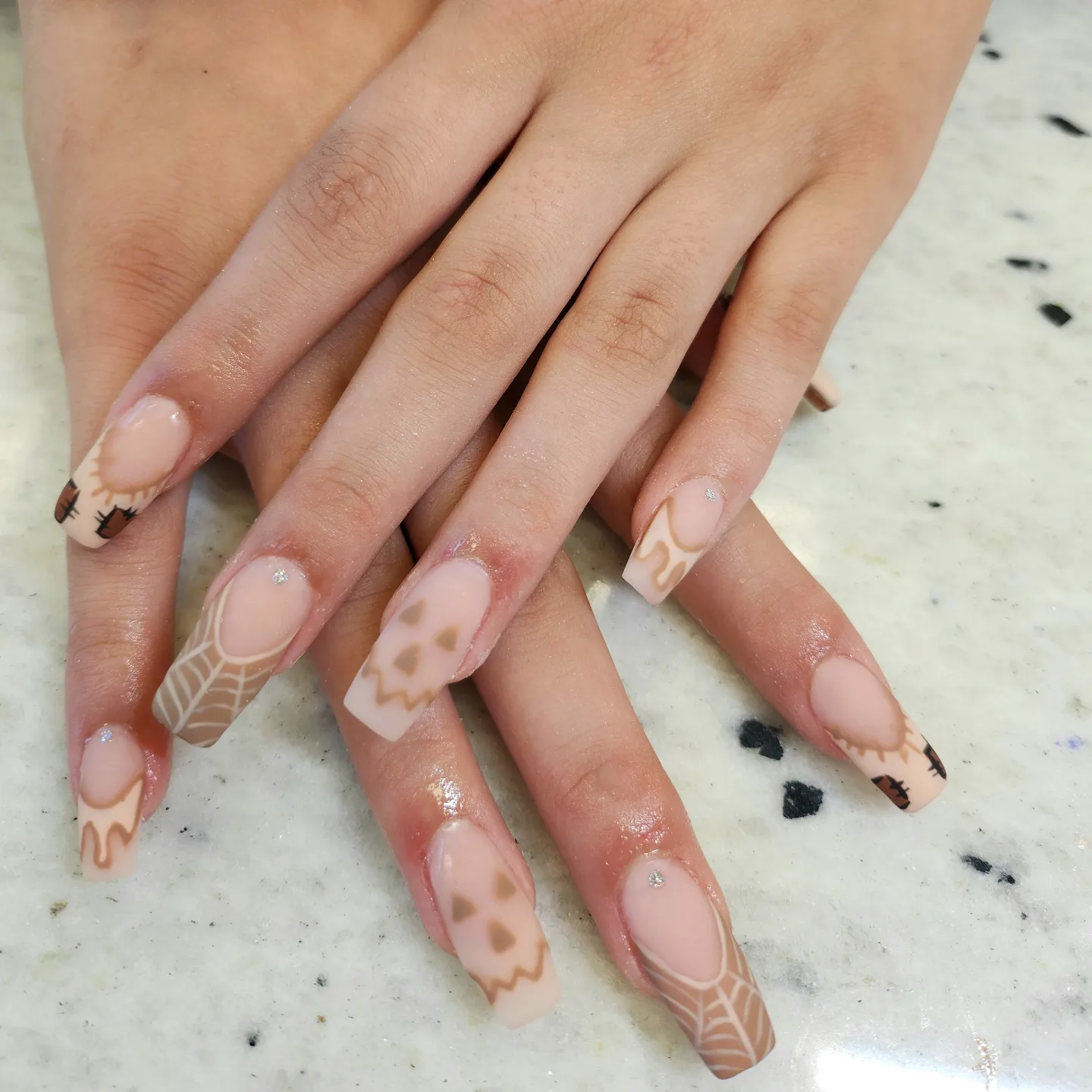 Coffee cappuccino theme with leopard spots and geometric patterns