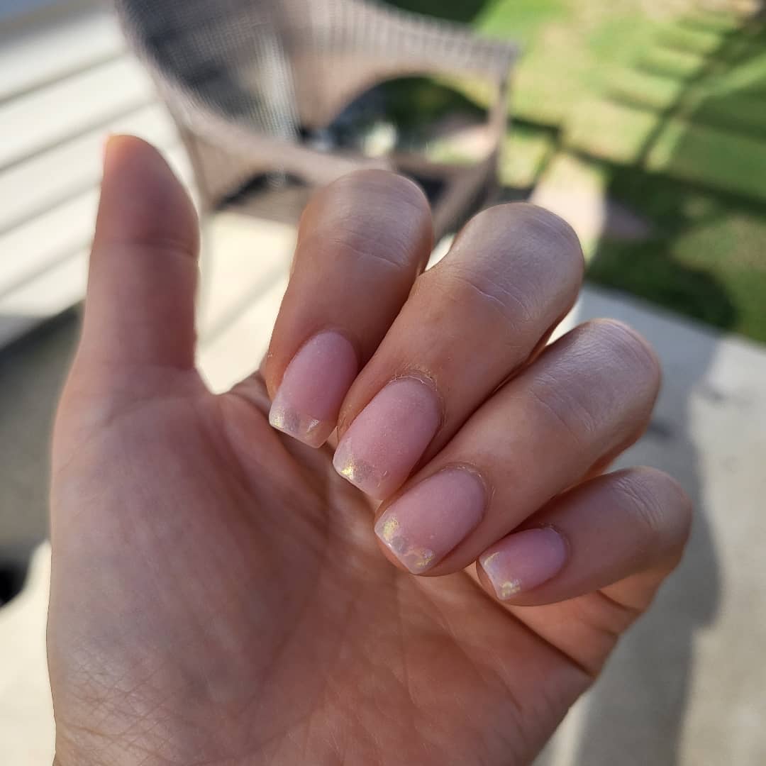 Natural pink shimmer nails