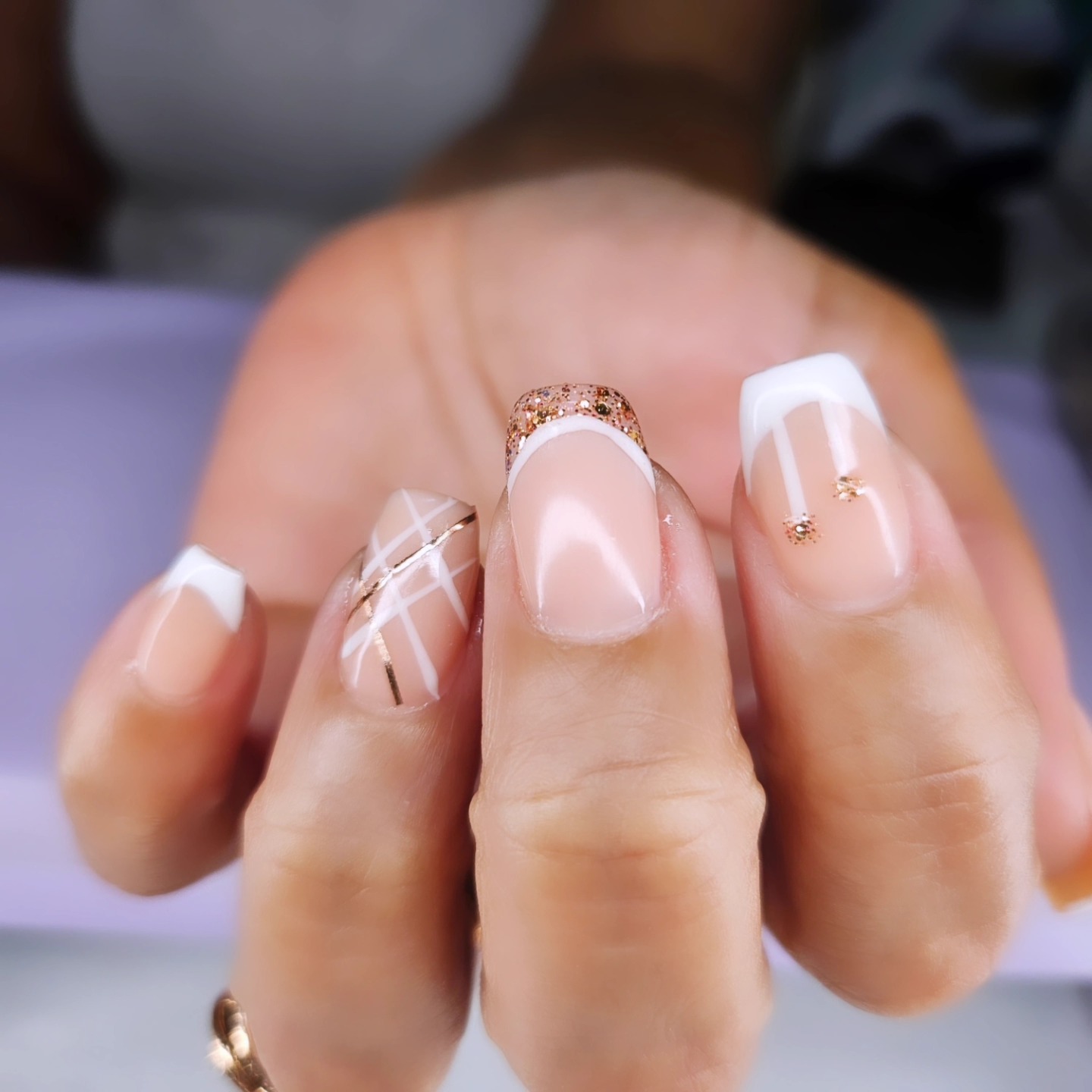 Nude with brown ombre and gold accents